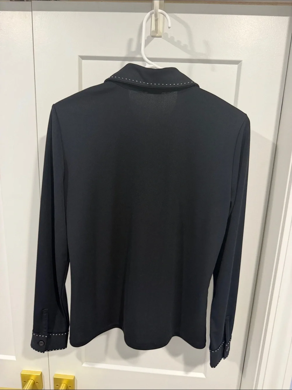 Michael Kors Black Button-Front Blouse with Contrast Stitching